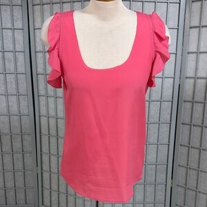 Jacob, Pink Ruffle Sleeve Women's Top, Size Medium